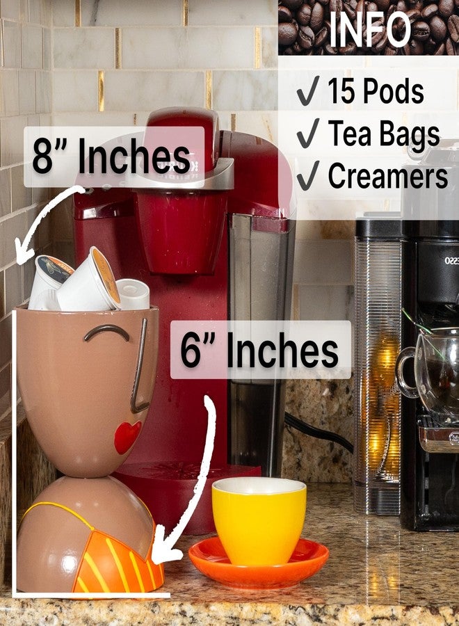 Made Easy Kit Coffee Pod Basket Organizer Practical Decoration - Compatible with Keurig K-Cup Pods & Capsules - Home Cafe Bar Decor Useful Kitchen Countertop Freestanding (Orange Yellow Stripe) - Image 3