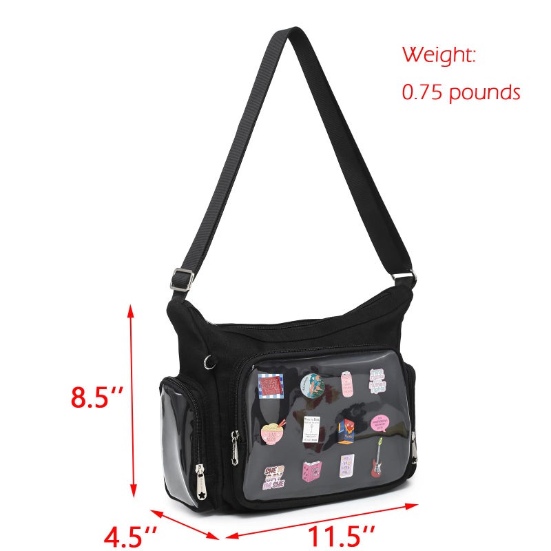 CHERRY SAUCE Canvas Ita Bag Crossbody Shoulder Bag Kawaii Purses and Handbags with Anime Pins Display - Image 3