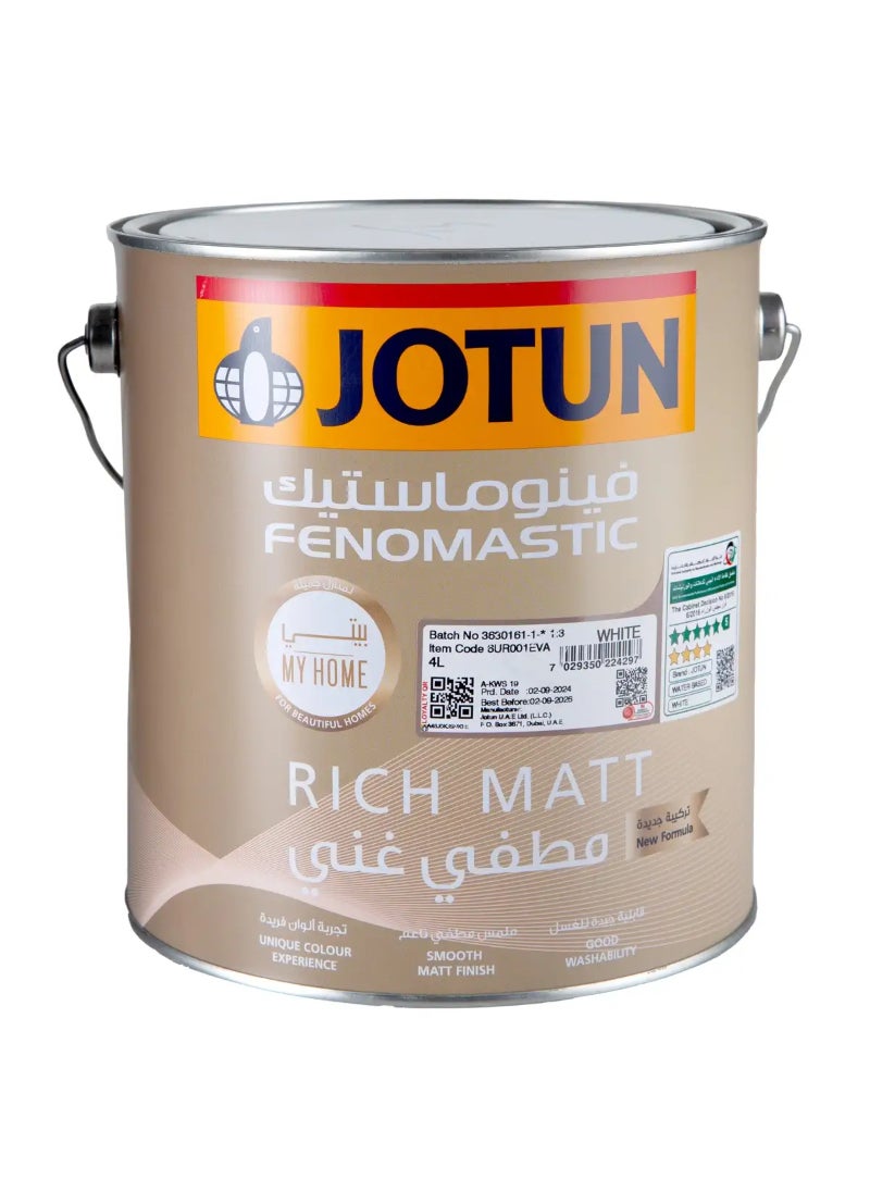 Jotun Jotun Fenomastic My Home Rich Matt Interior Paint (4 L, White) 