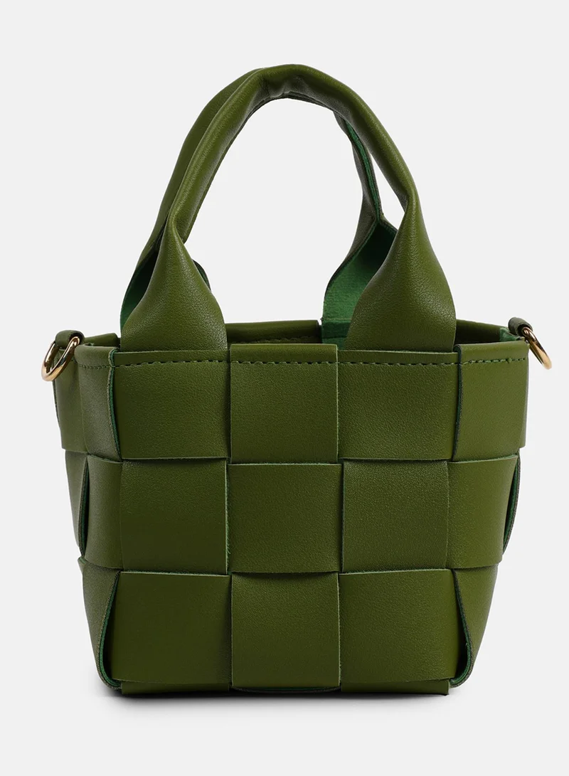 Haute Sauce Braided Olive Green Basket Bag