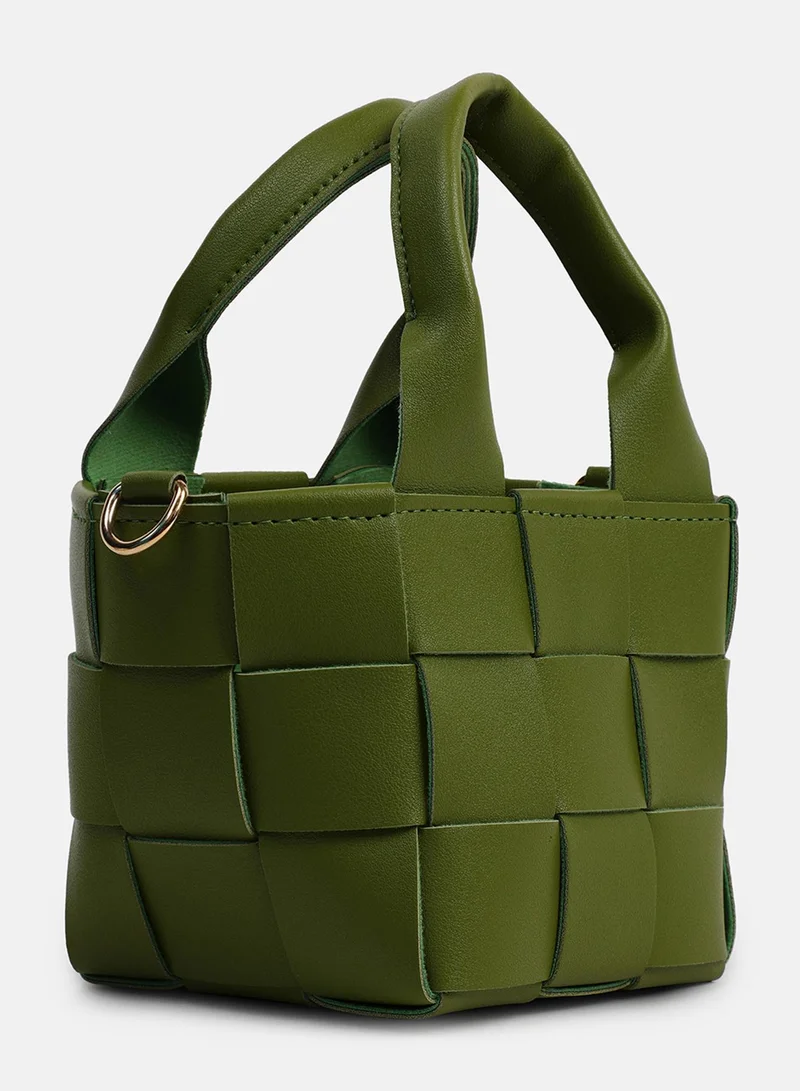 Haute Sauce Braided Olive Green Basket Bag