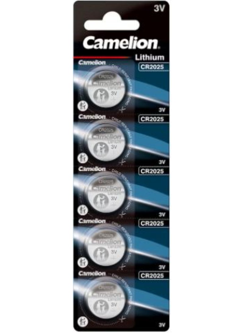 5-Pieces Camelion CR2025 Lithium 3V Batteries