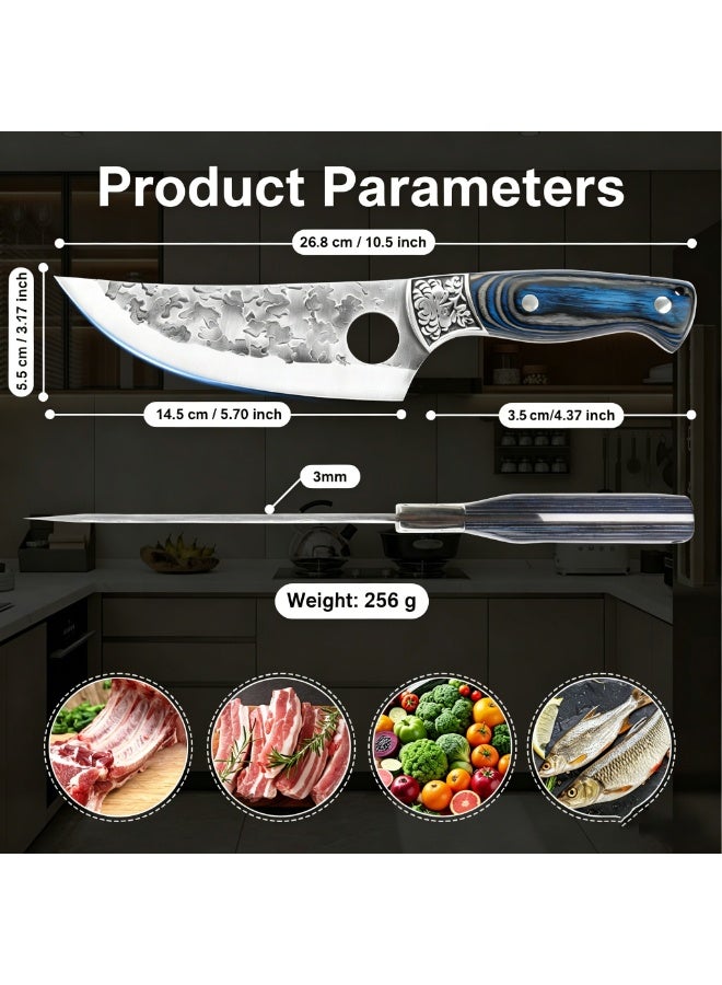 SSGP 6-Inch Viking Hammered Knife, Hand-Forged Butcher's Knife with Sheath, Chef's Knives, High Carbon Steel, Suitable for Home Use, Outdoor, Camping, Barbecue, Restaurant - Image 2
