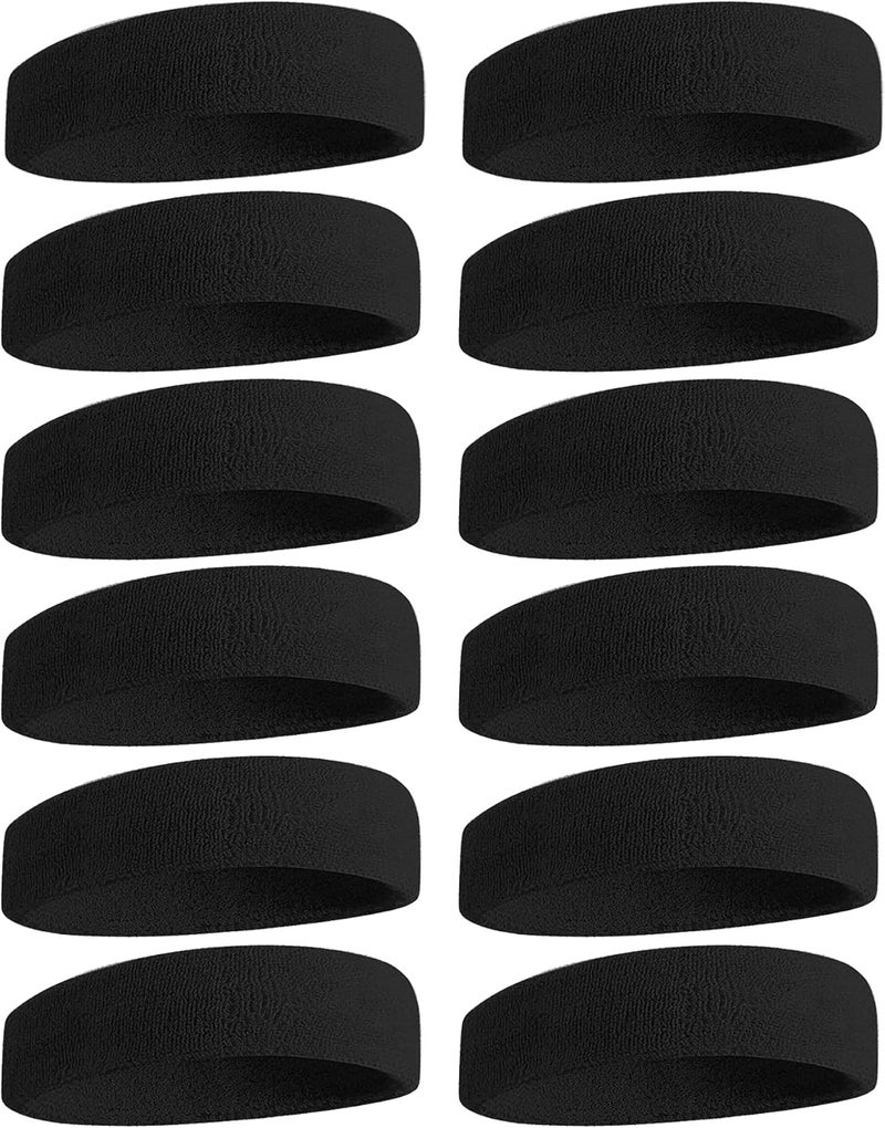 NON STOP Sweatbands Sports Headband for Men & Women, Moisture Wicking Hairband Athletic Towel Headbands Cotton Head Sweat Bands for Running, Cycling, Yoga, Spa - Image 1