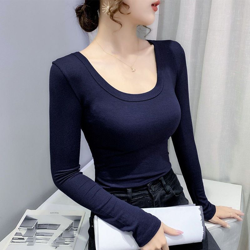 Dark Blue Women's Top Autumn Slim Fit Base Layer - Image 1