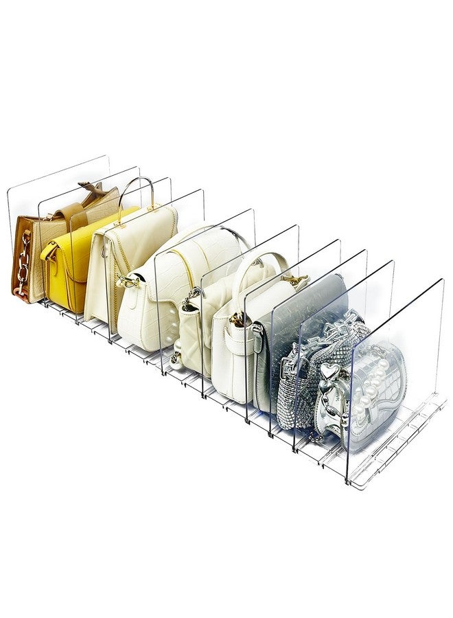 VERONLY VERONLY 2 Pack Purse Organizer for Closet, 10 Layers Acrylic Shelf Dividers, Adjustable Purse Wallet Bag Divider, Handbag Separator Organizers for Office, Bookshelf, Bedroom（Clear）  - Image 1