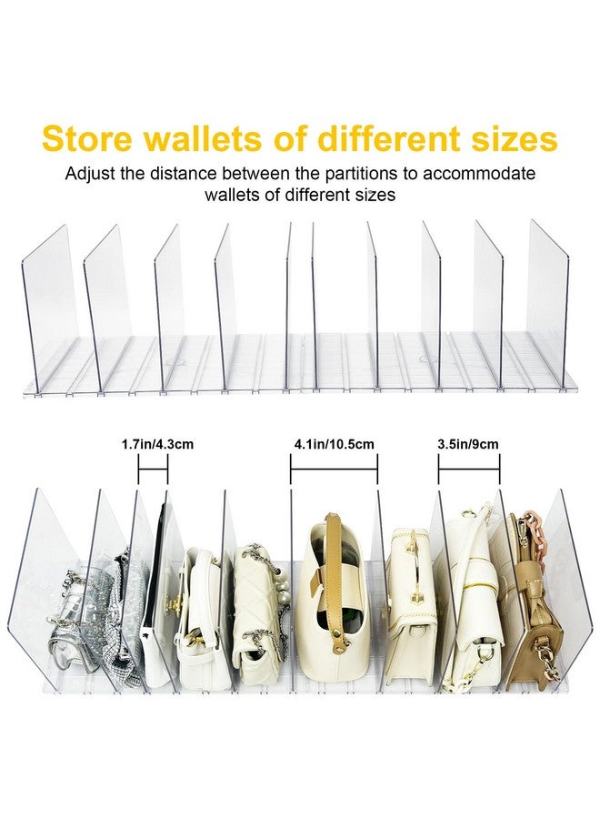 VERONLY VERONLY 2 Pack Purse Organizer for Closet, 10 Layers Acrylic Shelf Dividers, Adjustable Purse Wallet Bag Divider, Handbag Separator Organizers for Office, Bookshelf, Bedroom（Clear）  - Image 3