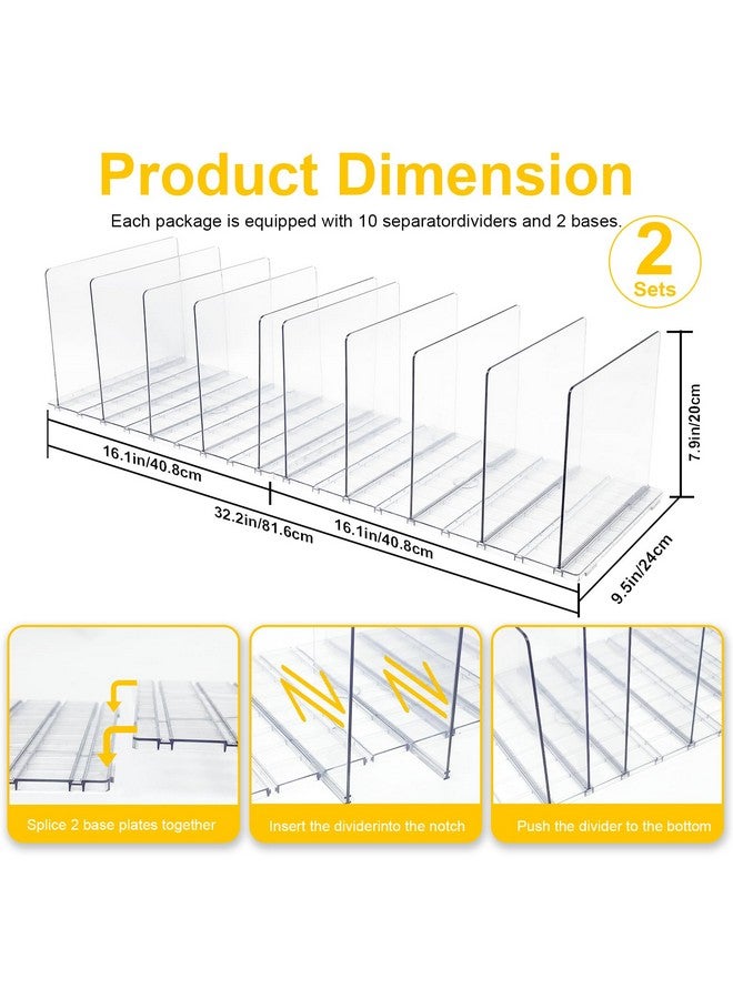 VERONLY VERONLY 2 Pack Purse Organizer for Closet, 10 Layers Acrylic Shelf Dividers, Adjustable Purse Wallet Bag Divider, Handbag Separator Organizers for Office, Bookshelf, Bedroom（Clear）  - Image 2