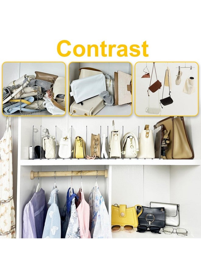 VERONLY VERONLY 2 Pack Purse Organizer for Closet, 10 Layers Acrylic Shelf Dividers, Adjustable Purse Wallet Bag Divider, Handbag Separator Organizers for Office, Bookshelf, Bedroom（Clear）  - Image 5