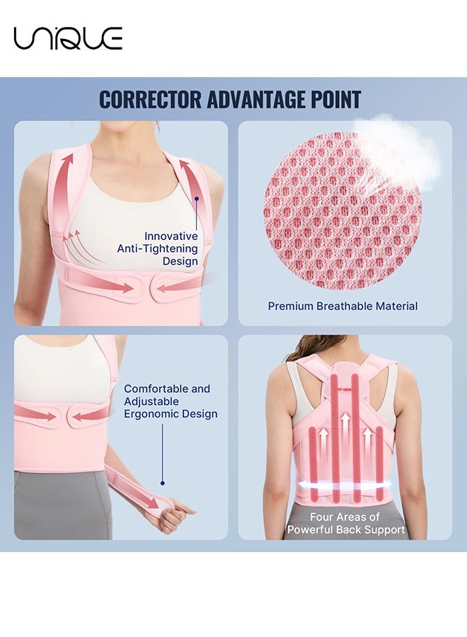 Unique Back Brace and Posture Corrector for Women and Men - Back Straightener Scoliosis and Hunchback Correction - Back Pain - Spine Corrector - Support - Adjustable Posture Trainer - Pink/Large - Image 5
