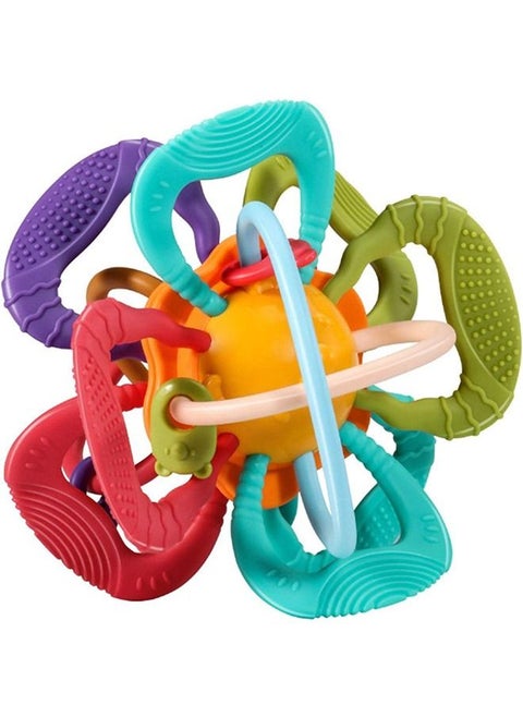 Baybee Sensory Baby Teething Toy Soft Silicone BPA Free Rattle Teether Ball chewing Toy Safe Easy with Smart Rotating Easy Grasp Handle For Infants Toddlers 3 and above months to Relieve Toothache