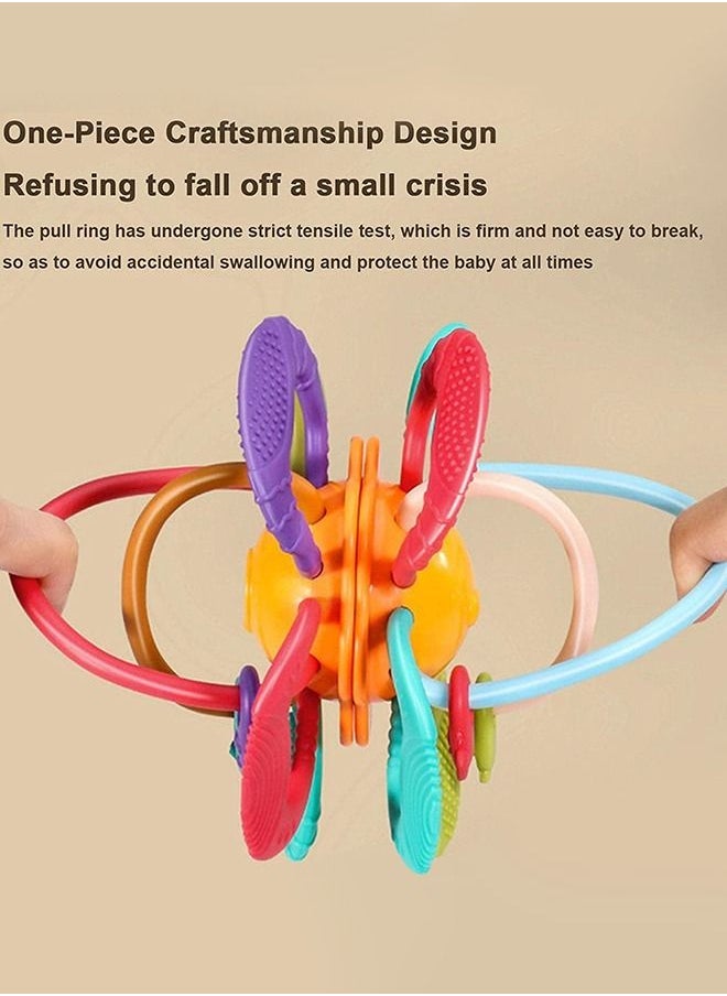 BAYBEE - Baybee Sensory Baby Teething Toy Soft Silicone BPA Free Rattle Teether Ball chewing Toy Safe Easy with Smart Rotating Easy Grasp Handle For Infants Toddlers 3 and above months to Relieve Toothache - Image 1