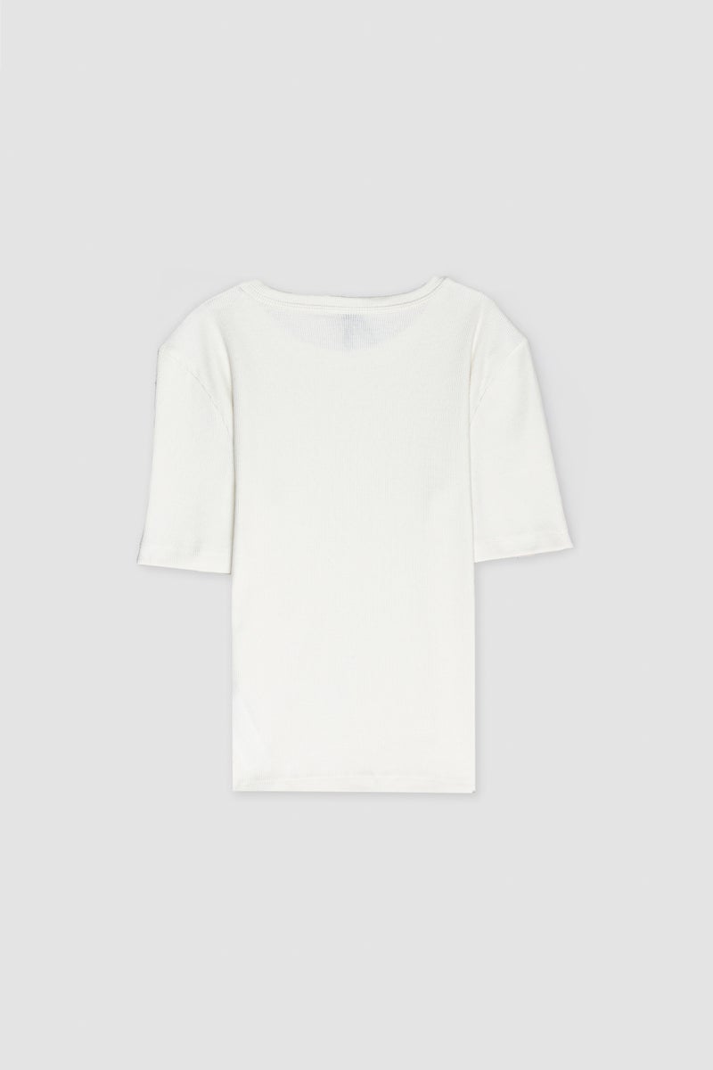 DeFacto Beige Woman Slim Fit Crew Neck Short Sleeve T-Shirt Casual - Image 3