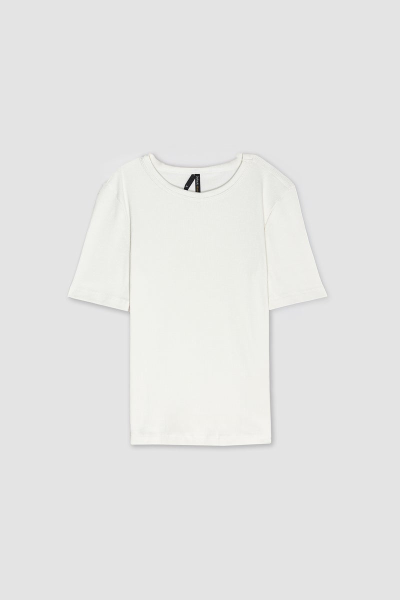 DeFacto Beige Woman Slim Fit Crew Neck Short Sleeve T-Shirt Casual - Image 2