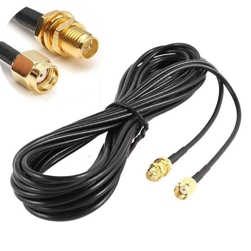 CORONIR 33ft WiFi Antenna Extension Cable Coaxia RP Male to Female Connector for Wireless LAN Router Bridge Cellular Antenna Extension Cable Security IP Camera Extension - Image 1