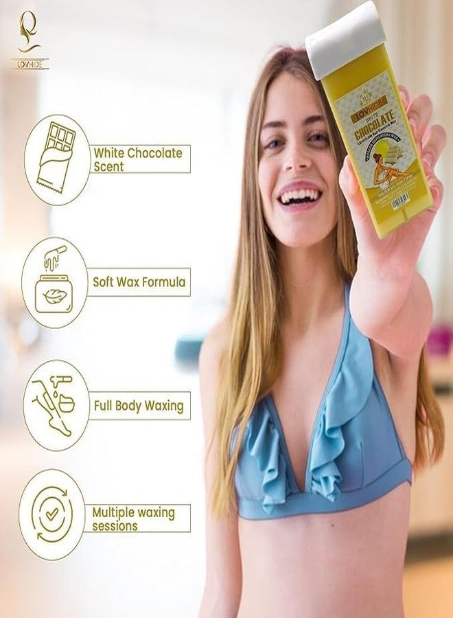 LOVHIDE White Chocolate Liposoluble Wax Cartridge for Hair Removal (100g) - Roller Depilatory Wax for Women & Men | For All Skin Types - Image 3