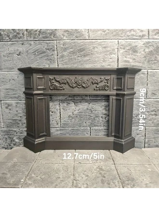 Black Small Vintage Miniature European Fireplace Dollhouse Mantel Decor Anime Figure Scene Prop - Image 1