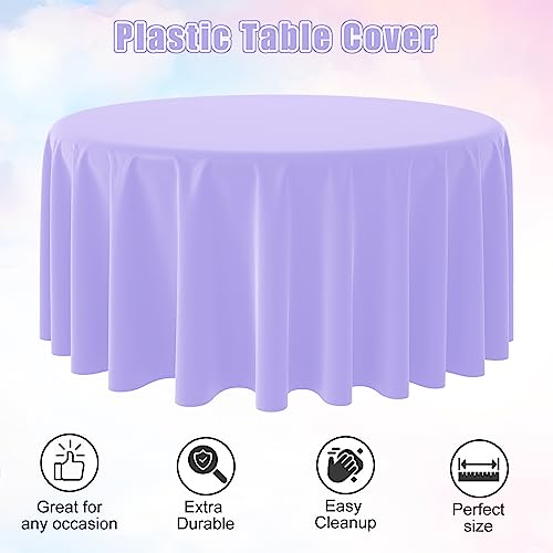 MASHAN 12 Pack Assorted Color Round Plastic Tablecloths Disposable Rainbow Tablecloth Colorful Round Table Covers for Rainbow Party Birthday Wedding Picnic Fiesta Home Party Decorations,12 Color,84Inch - Image 4