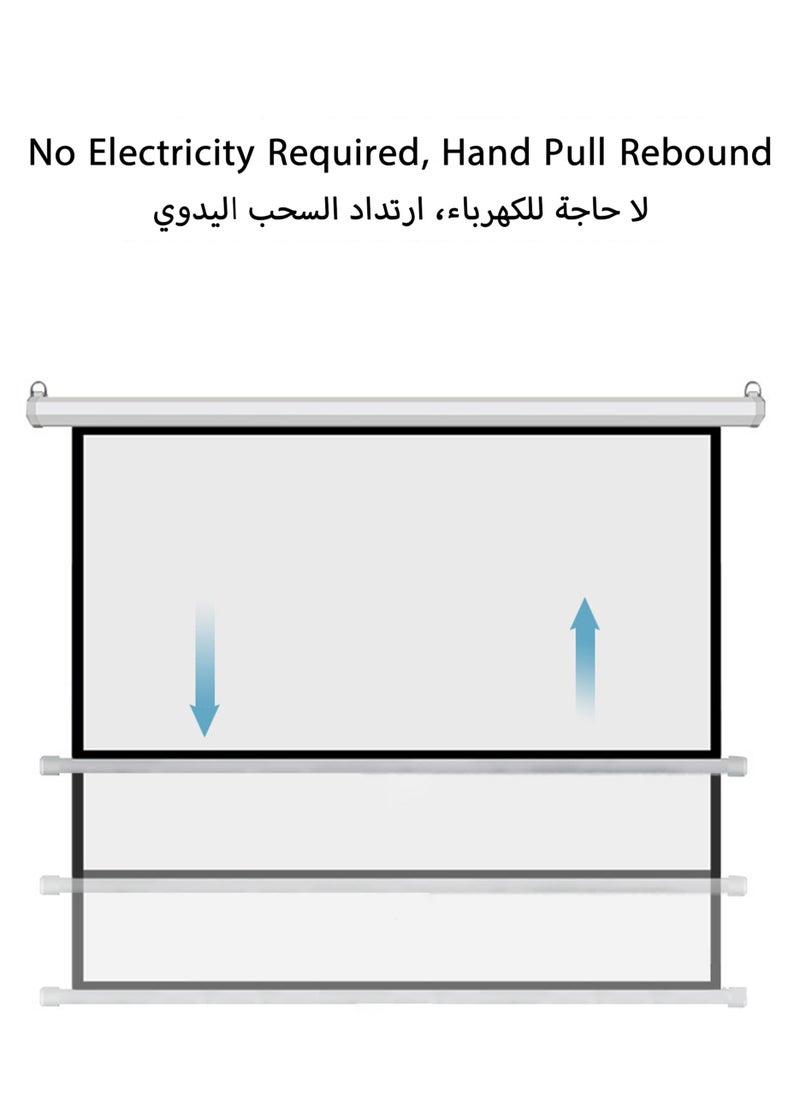 Generic 100-Inch 16:9 Wall-Mounted Projector Screen, Hand-Pull Design for Indoor  Outdoor Use, No Electricity Required, for Home  Office  - Image 4