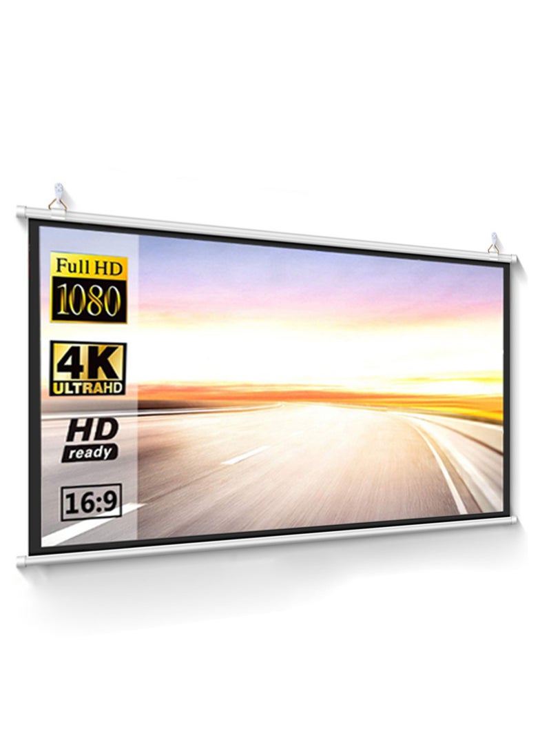 Generic 100-Inch 16:9 Wall-Mounted Projector Screen, Hand-Pull Design for Indoor  Outdoor Use, No Electricity Required, for Home  Office  - Image 1