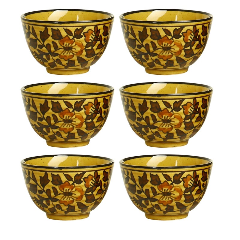 Caffeine Ceramic Handmade Brown sehra Dessert Bowl Set of 6 150 ml - Image 1
