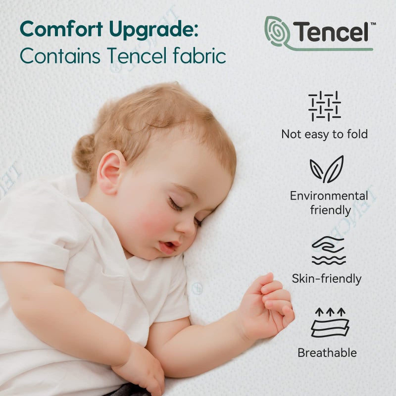 BABELIO Premium Memory Foam Crib Mattresses, 2-Stage, with Waterproof Lining & Removable Cover, for Standard Toddler Bed White and Grey - Image 2