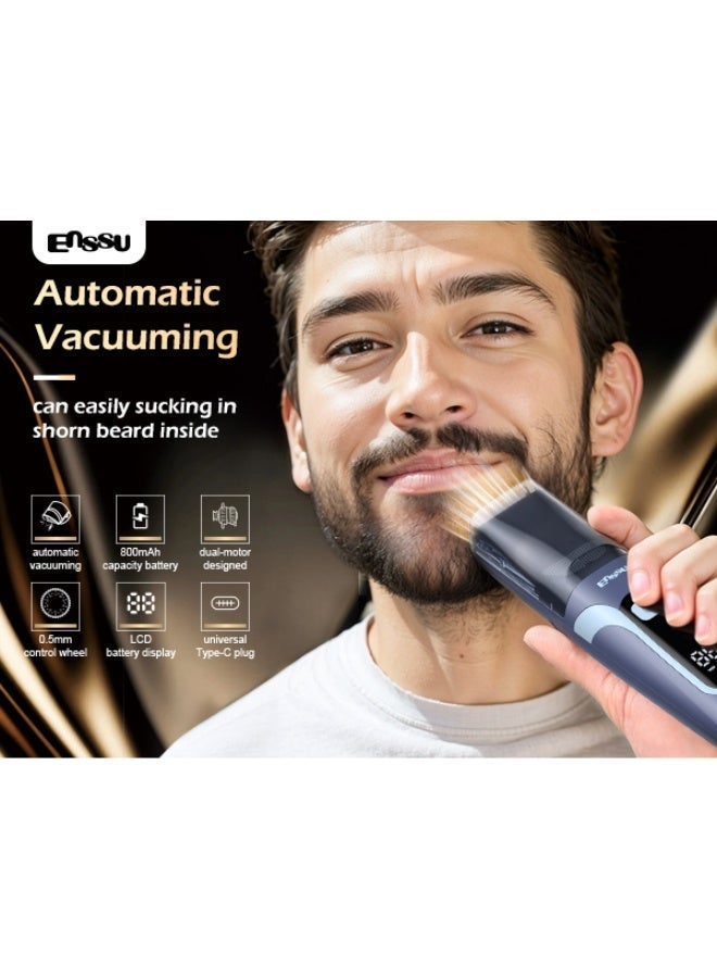 ENSSU IPX7 Whole Body Waterproof Proof, Automatic Vacuum Beard Trimmer for Men – Dual Mode Trimming & Vacuuming, LCD Display, Type-C Rechargeable - Image 4