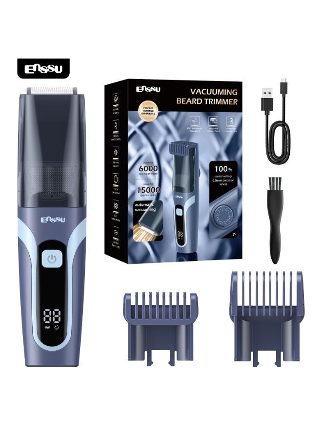 ENSSU IPX7 Whole Body Waterproof Proof, Automatic Vacuum Beard Trimmer for Men – Dual Mode Trimming & Vacuuming, LCD Display, Type-C Rechargeable - Image 3