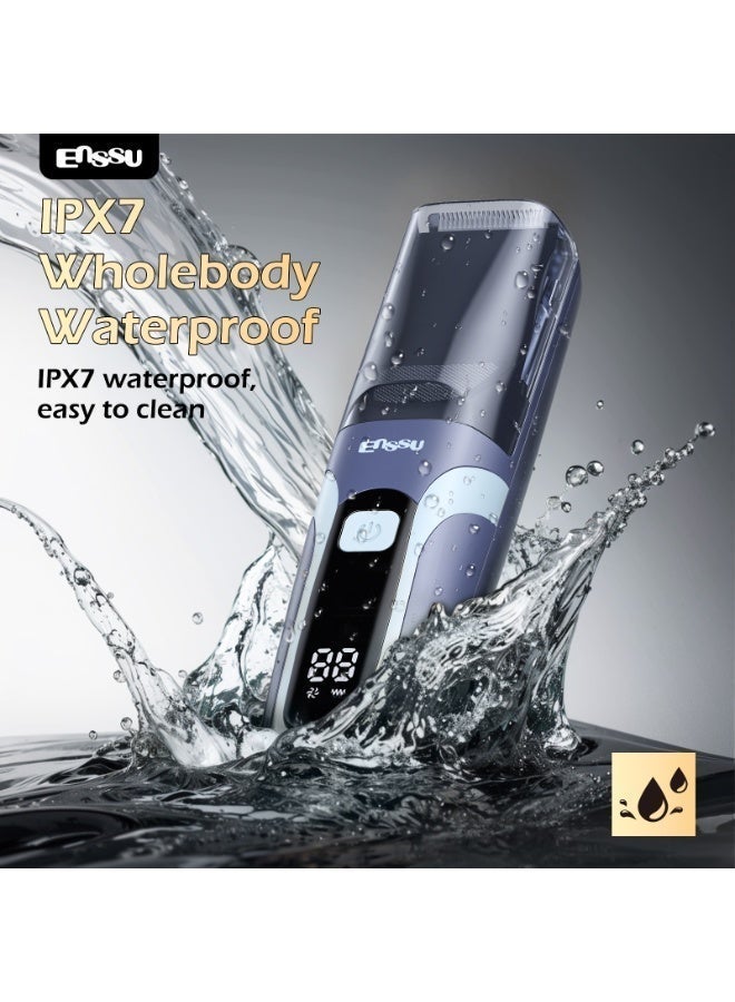 ENSSU IPX7 Whole Body Waterproof Proof, Automatic Vacuum Beard Trimmer for Men – Dual Mode Trimming & Vacuuming, LCD Display, Type-C Rechargeable - Image 2