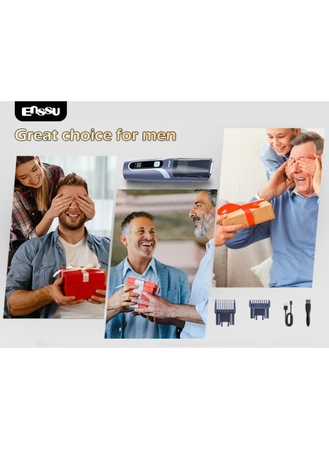 ENSSU IPX7 Whole Body Waterproof Proof, Automatic Vacuum Beard Trimmer for Men – Dual Mode Trimming & Vacuuming, LCD Display, Type-C Rechargeable - Image 5
