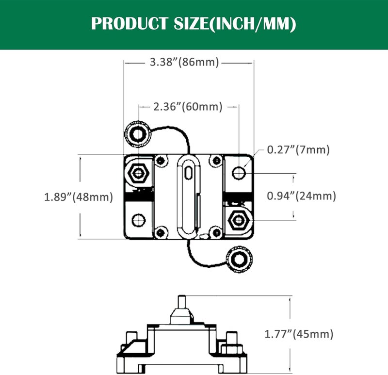 LENKRAD 200 Amp Marine Circuit Breaker Resettable 200A with Manual Reset Switch Button for Boat, Trolling, RV, Yacht, 12V - 48V DC, Waterproof, Surface Mount(200 Amp Boat Circuit Breaker) - Image 2