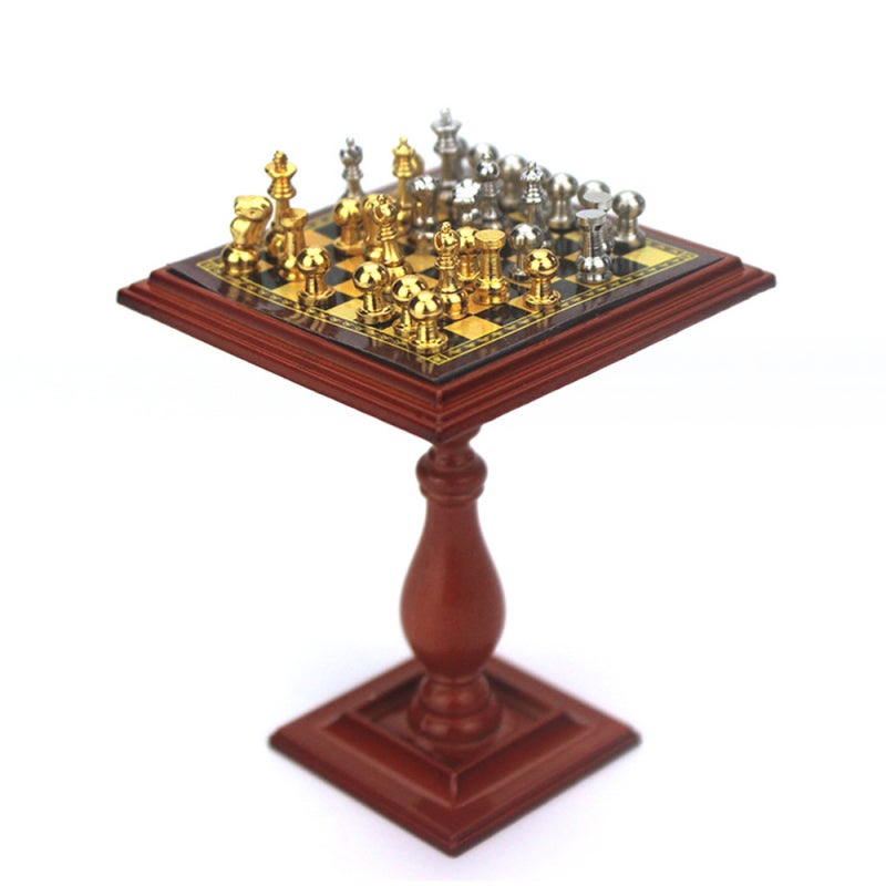 Miniature Chess Set: Multicolor Magnetic Pieces, 1:6 & 1:12 Scale - Highly Simulated Detailed Design for Dollhouse Enthusiasts & Kids - Image 1