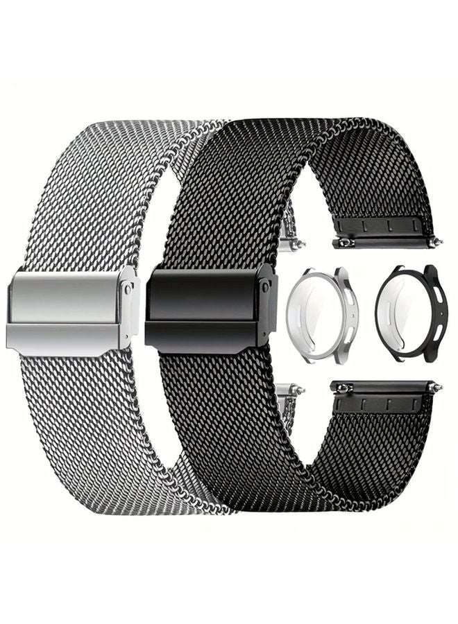 قطعتان من غطاء TPU وسوار من الفولاذ المقاوم للصدأ لساعة Galaxy Watch 7 مقاس 40 مم باللون الفضي والأسود - Image 1