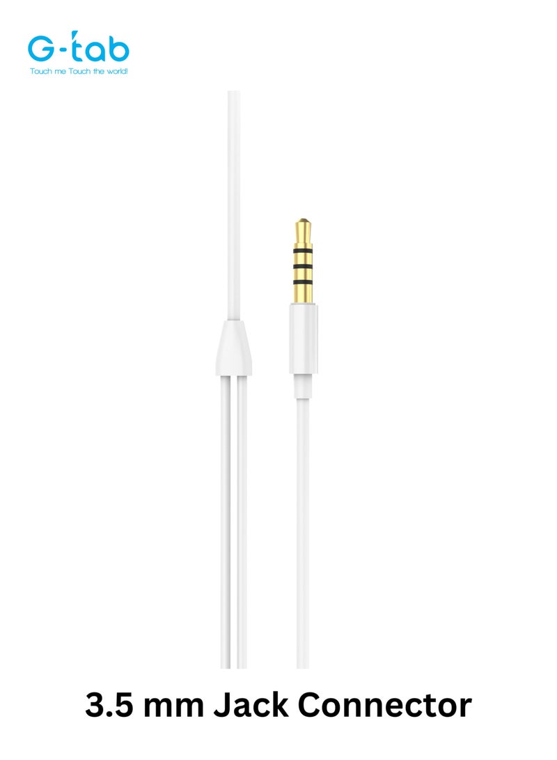 G-Tab GEP03، صوت عالي الجودة، طول 1.2 متر، ميكروفون وتحكم في مستوى الصوت، موصل جاك 3.5 ملم، سماعة أذن سلكية ستيريو لأجهزة الكمبيوتر المحمول/الهاتف الذي يعمل بنظام Android/Samsung - Image 3