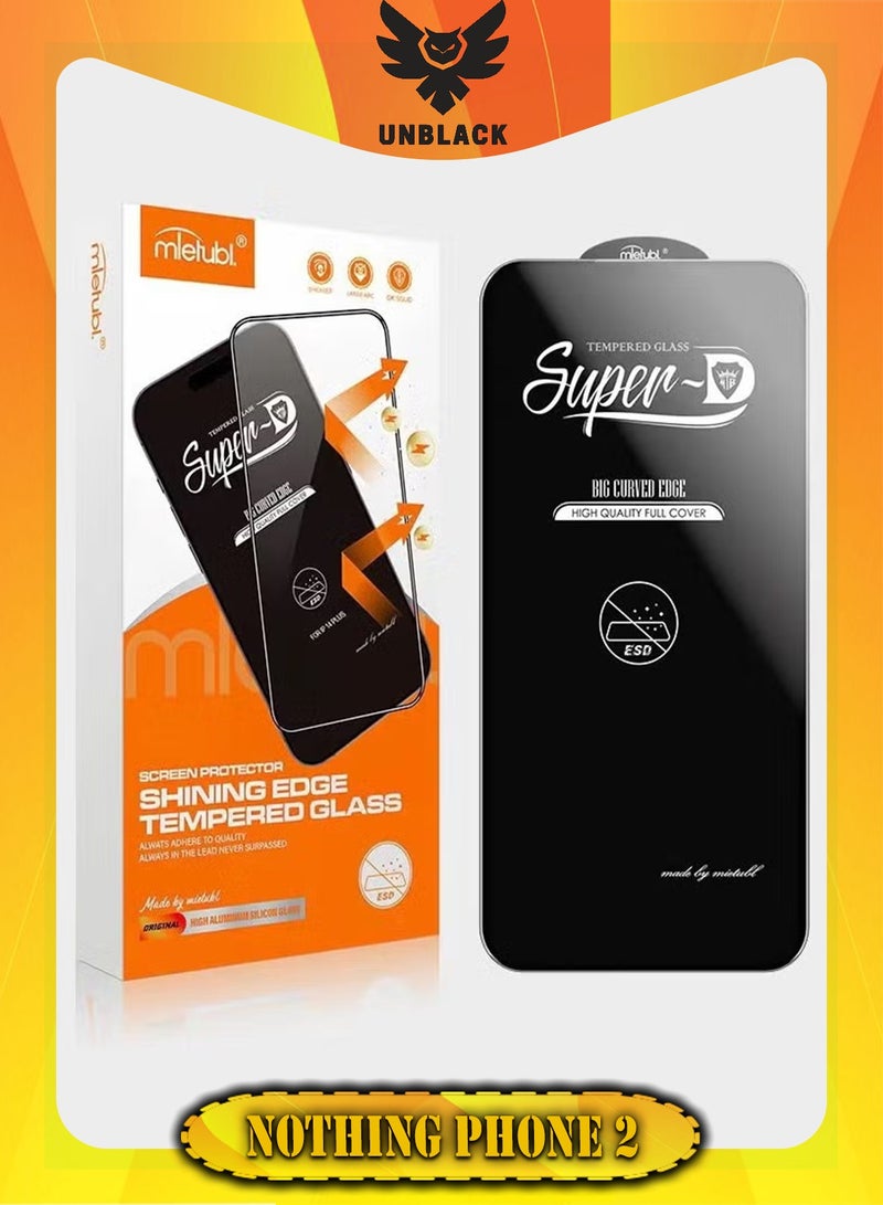 mietubl For Nothing Phone 2 Screen Protector Super-D Glass- Black - Image 1