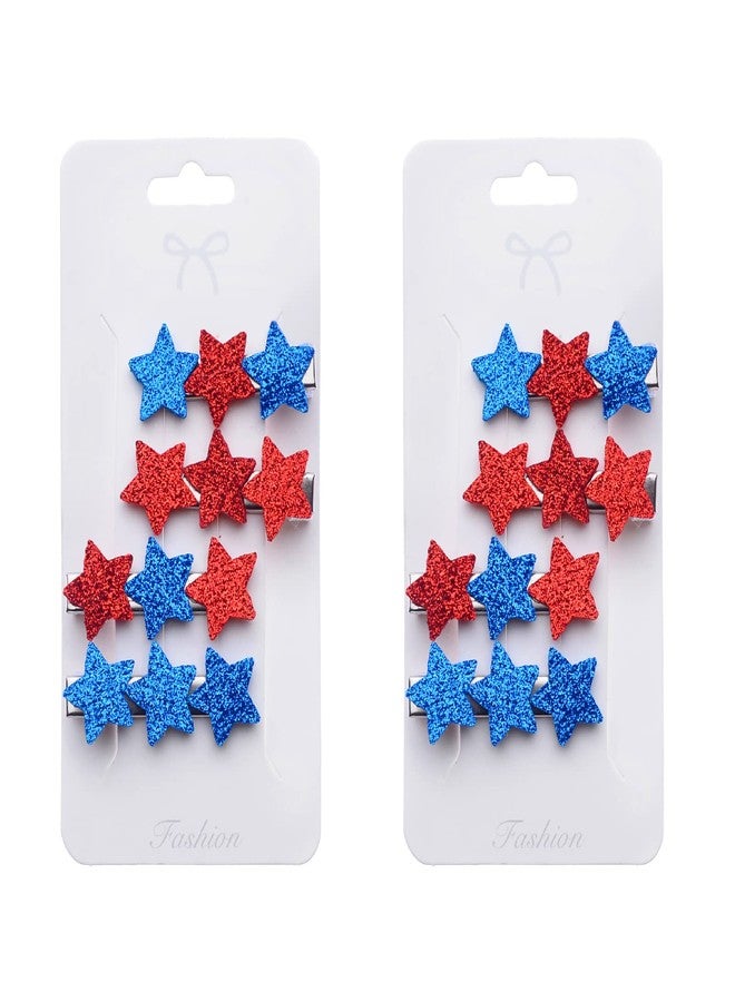 BinaryABC 4th of july Hair Clips,Red and blue Star Hair Clips,Patriotic Hairpin,Independence Day Hair Accessories,8PCS - Image 1