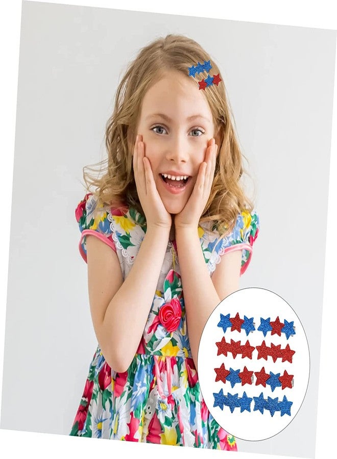 BinaryABC 4th of july Hair Clips,Red and blue Star Hair Clips,Patriotic Hairpin,Independence Day Hair Accessories,8PCS - Image 3
