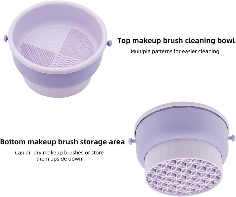 Prapatti 3in1 Makeup Brush Cleaner Silicone Cleaning Pad Brush Holder Drying Rack for Quick Deep Cleaning Compact Portable Tool for All Makeup Brushes - Image 2