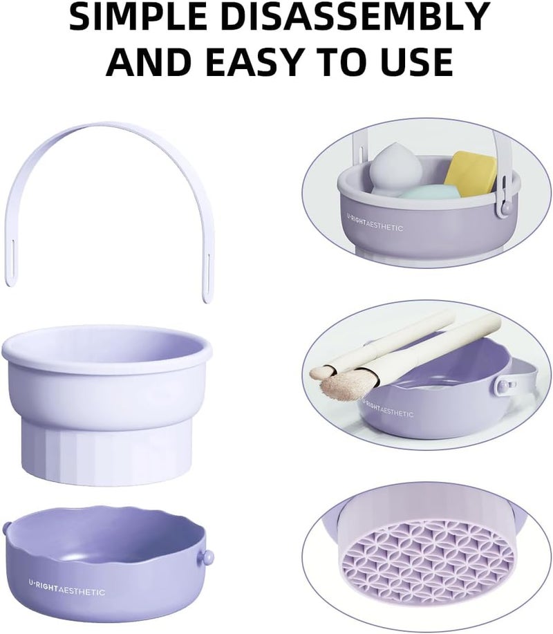 Prapatti 3in1 Makeup Brush Cleaner Silicone Cleaning Pad Brush Holder Drying Rack for Quick Deep Cleaning Compact Portable Tool for All Makeup Brushes - Image 5