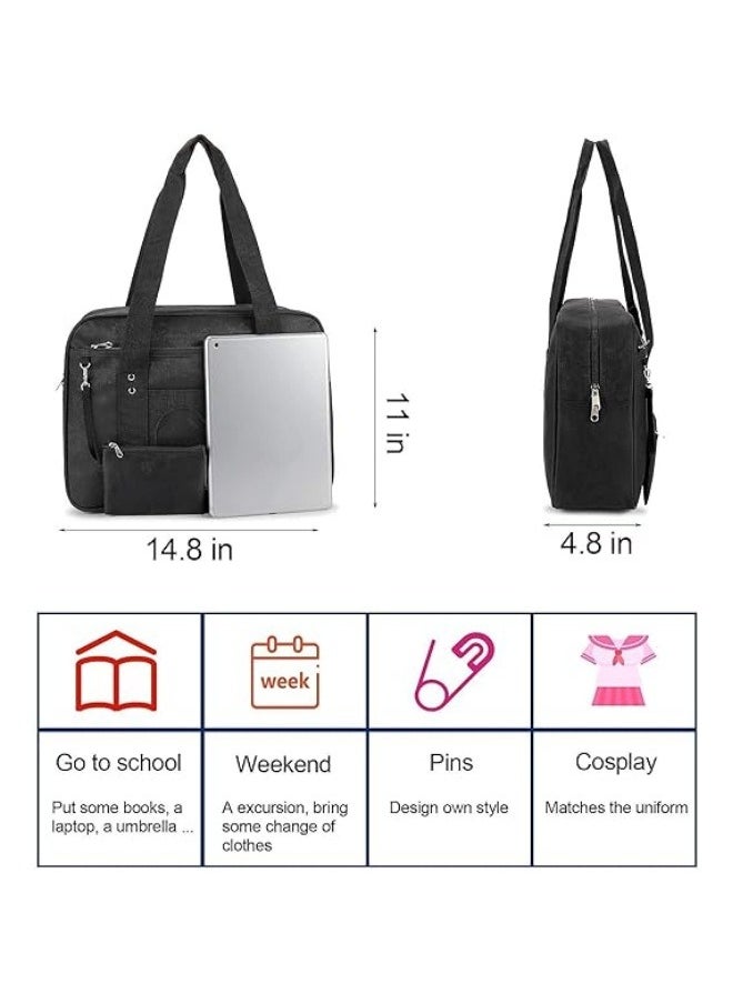 ILovhaprty Kawaii Ita Bag, Japanese School Bag, Cute Tote Bag, Large Shoulder Anime Heart PurseIta Bag, Cute  Uniform Bag, Double Window Sweet, PU Leather ita Bag ,Kawaii Pins Bag+cute small bag  - Image 2