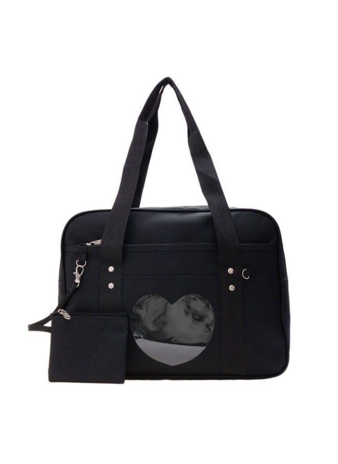ILovhaprty Kawaii Ita Bag, Japanese School Bag, Cute Tote Bag, Large Shoulder Anime Heart PurseIta Bag, Cute  Uniform Bag, Double Window Sweet, PU Leather ita Bag ,Kawaii Pins Bag+cute small bag  - Image 5