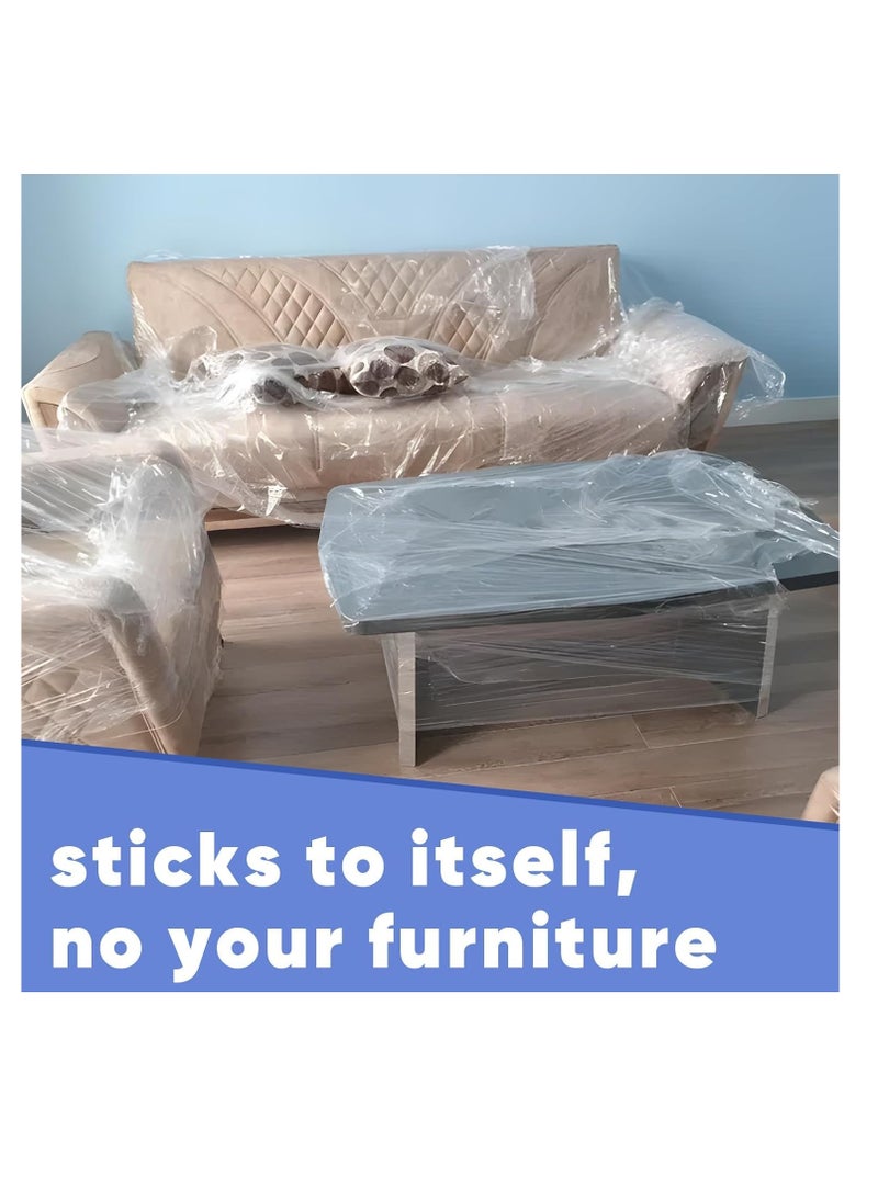 ECVV 3 Roll Clear Stretch Film Wrap - 500mm Heavy Duty Plastic Shrink Wrap for Pallet Wrap, Packing, Moving and Packaging - Cling Wrap, 1.20 kg, 400g core - Image 5