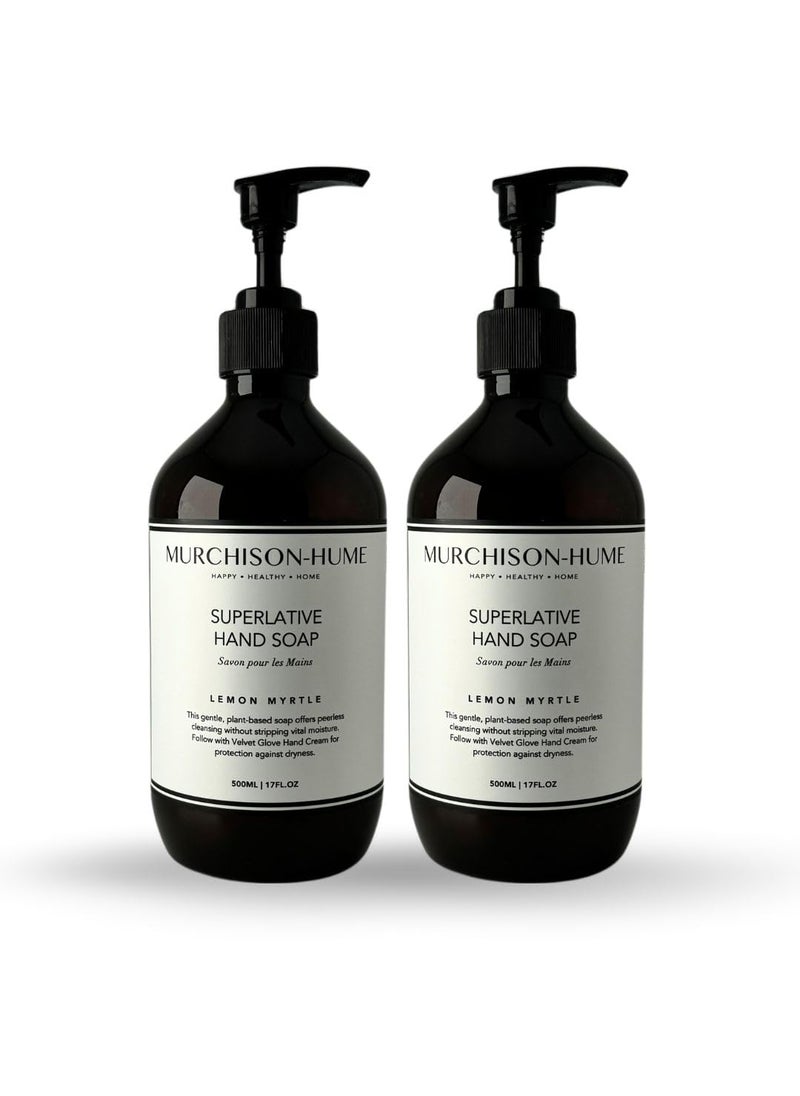 Murchison-Hume - MurchisonHume Luxury Vegan Hand Soap with Pump Dispenser Moisturizing Hand Wash SLS Paraben  CrueltyFree 17oz  Pack of 2 Lemon Myrtle - Image 1