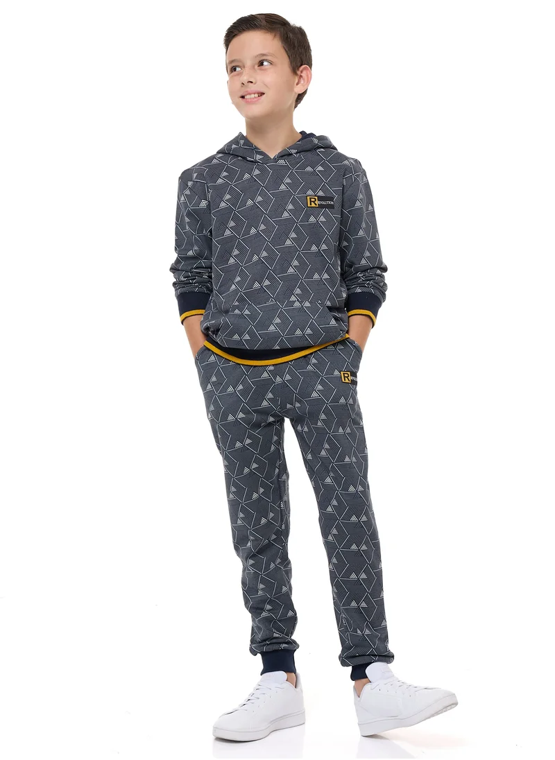 victor and jane Boys' 2-Piece Printed Hoodie and Jogger Set (3-14 yrs) Black