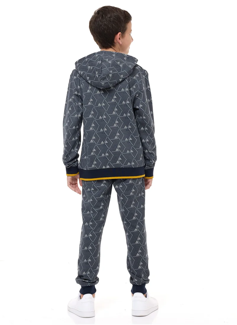 victor and jane Boys' 2-Piece Printed Hoodie and Jogger Set (3-14 yrs) Black