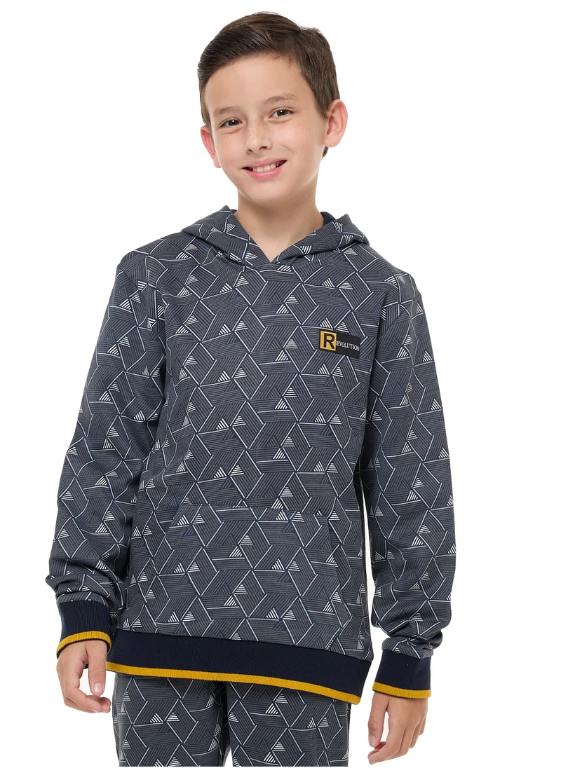 victor and jane Boys' 2-Piece Printed Hoodie and Jogger Set (3-14 yrs) Black