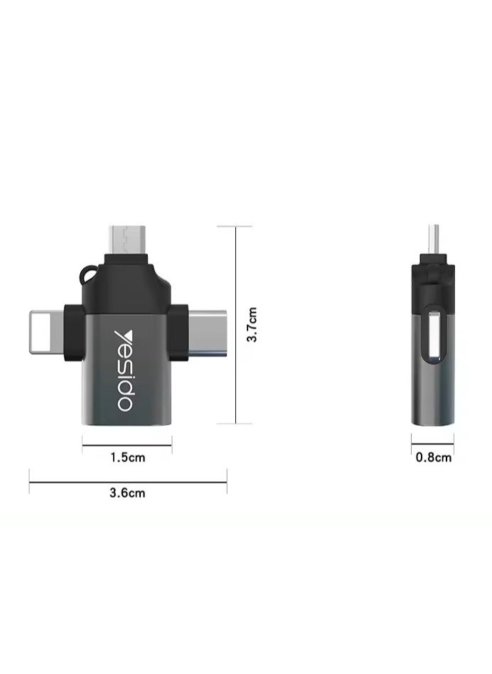 Yesido 3-in-1 USB-C to Micro 8-Pin OTG Adapter Mobile Phone to USB 3.0 for IP for Computer Use