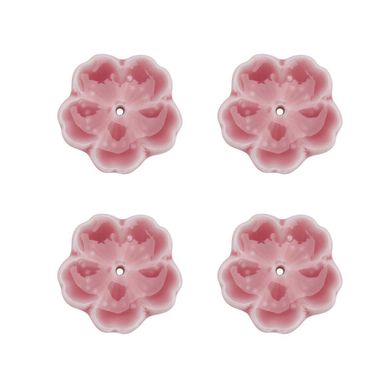 Ceramic Incense Holder Pink Cherry Blossom Design 4pcs Set Desktop Ash Catcher For Meditation Yoga - Image 2