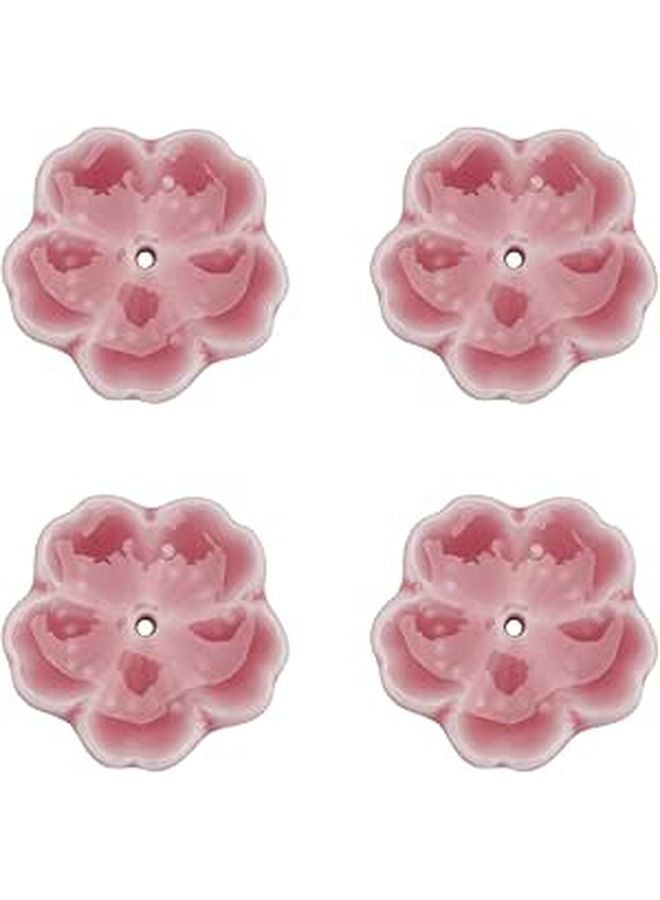 Ceramic Incense Holder Pink Cherry Blossom Design 4pcs Set Desktop Ash Catcher For Meditation Yoga - Image 1