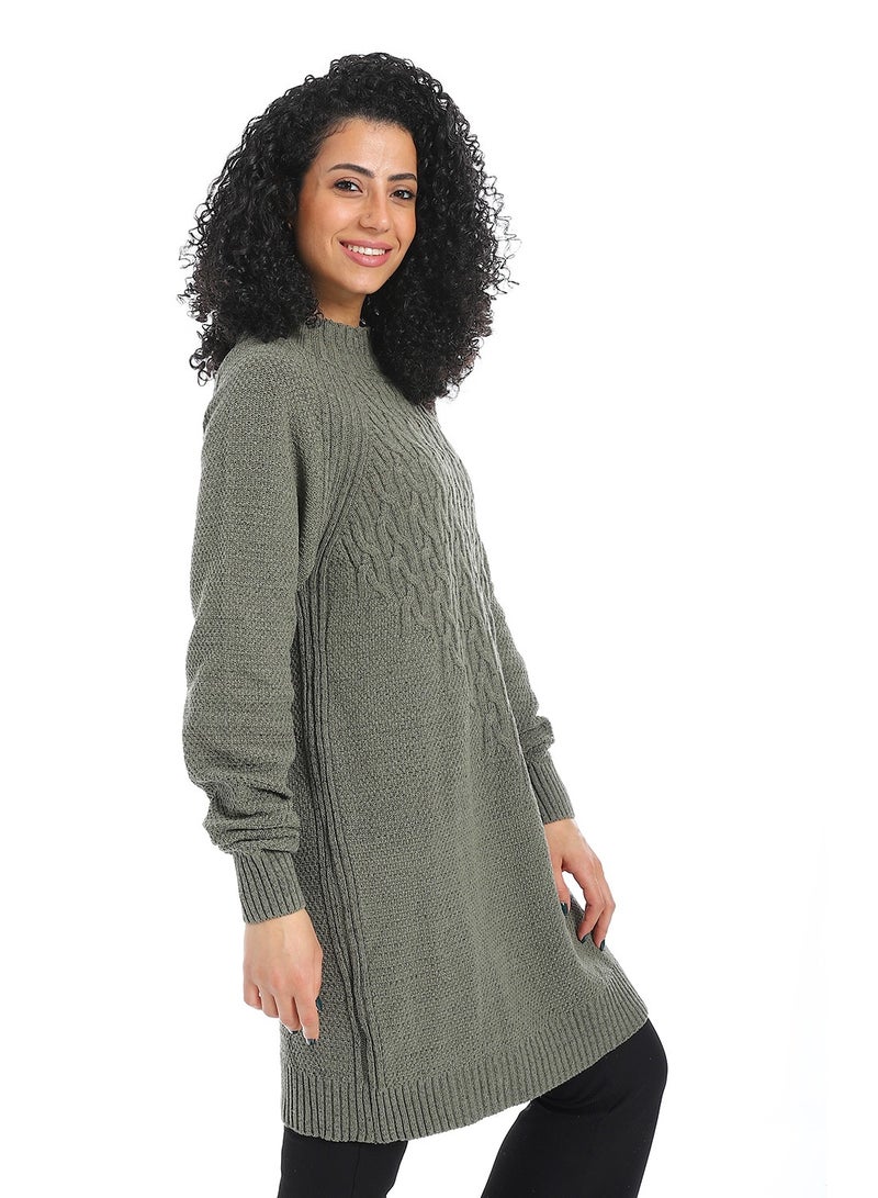 سيزار بلوفر صوف حريمي سادة طويل مزود بتصميمات متعددة - Image 3